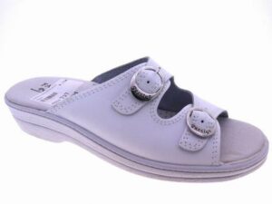 Mo797 ZUECO PIEL BLANCO DOS HEBILLAS PERCLA 35 41 13.25