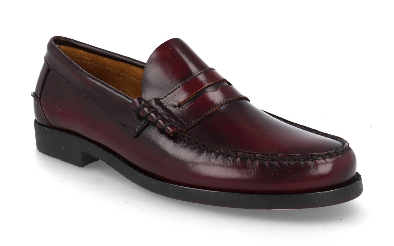 Mocasines de piel para hombre modelo 1013 en colores negro y burdeos de alta calidad.