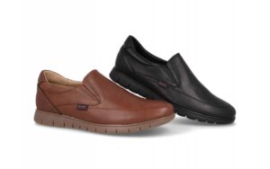 Zapato de piel sin cordones para hombre modelo 13361 en colores negro y cuero de la marca Di Prieto.