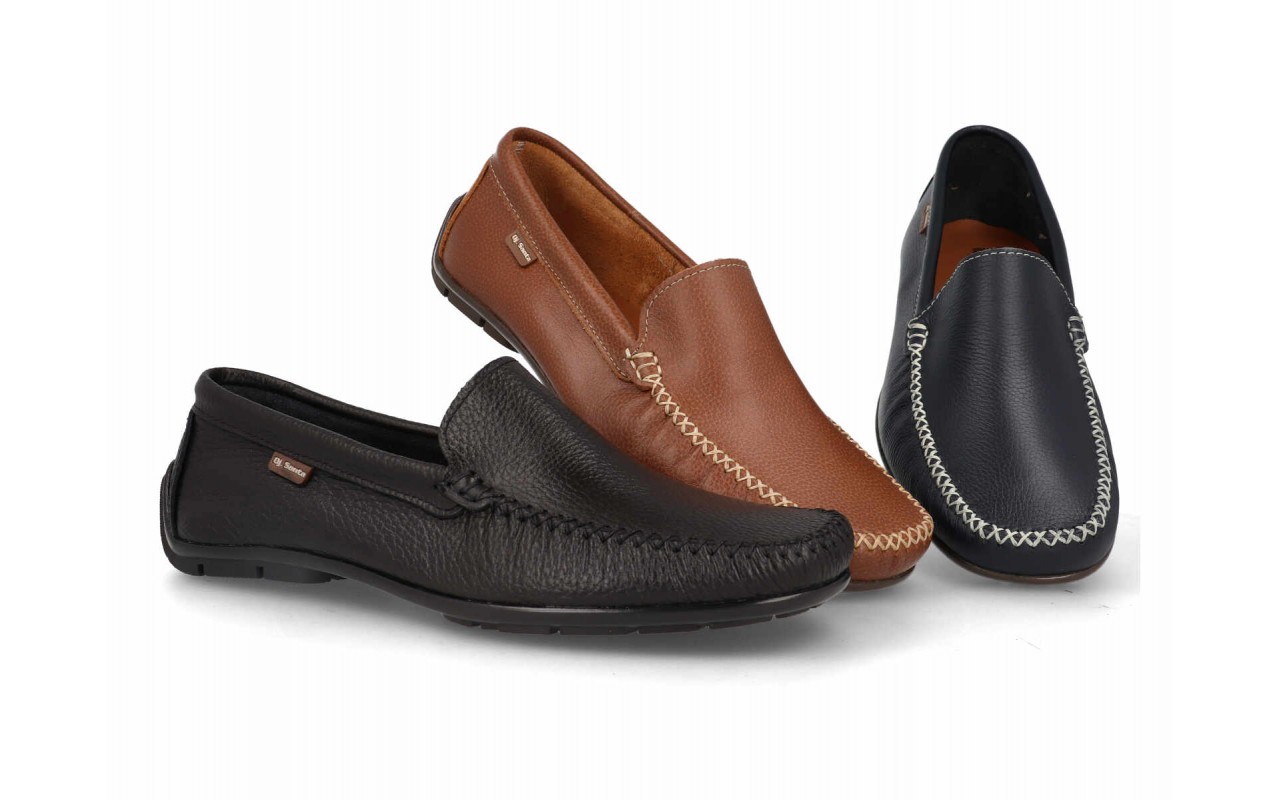 Mocasines de piel guante para hombre modelo 2001 en colores negro, marino y cuero.