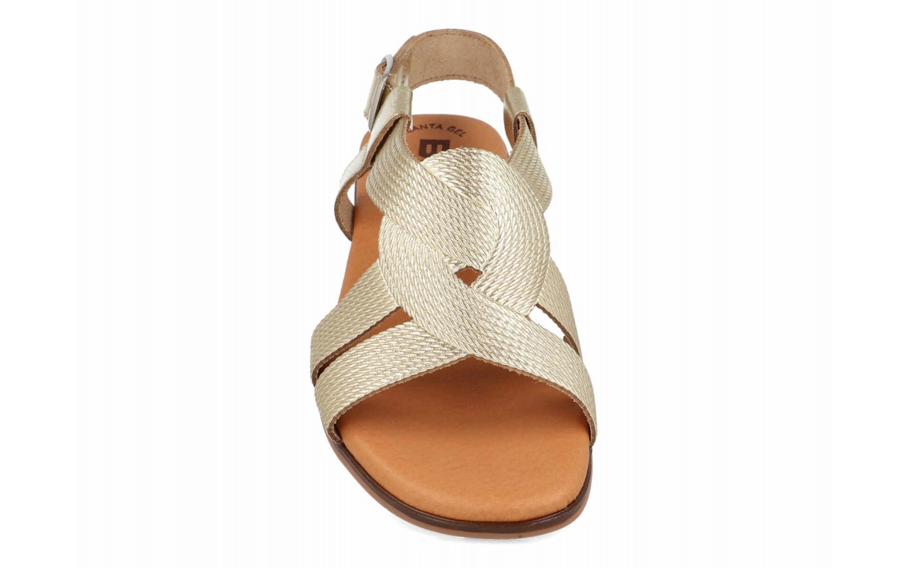 Sandalia plana de piel modelo 3008 con tiras entrelazadas - Imagen 3