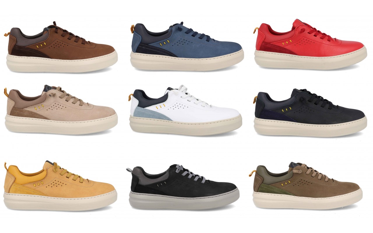 Mocasín de piel para hombre modelo 4143 disponible en varios colores (negro, marino, rojo, amarillo).