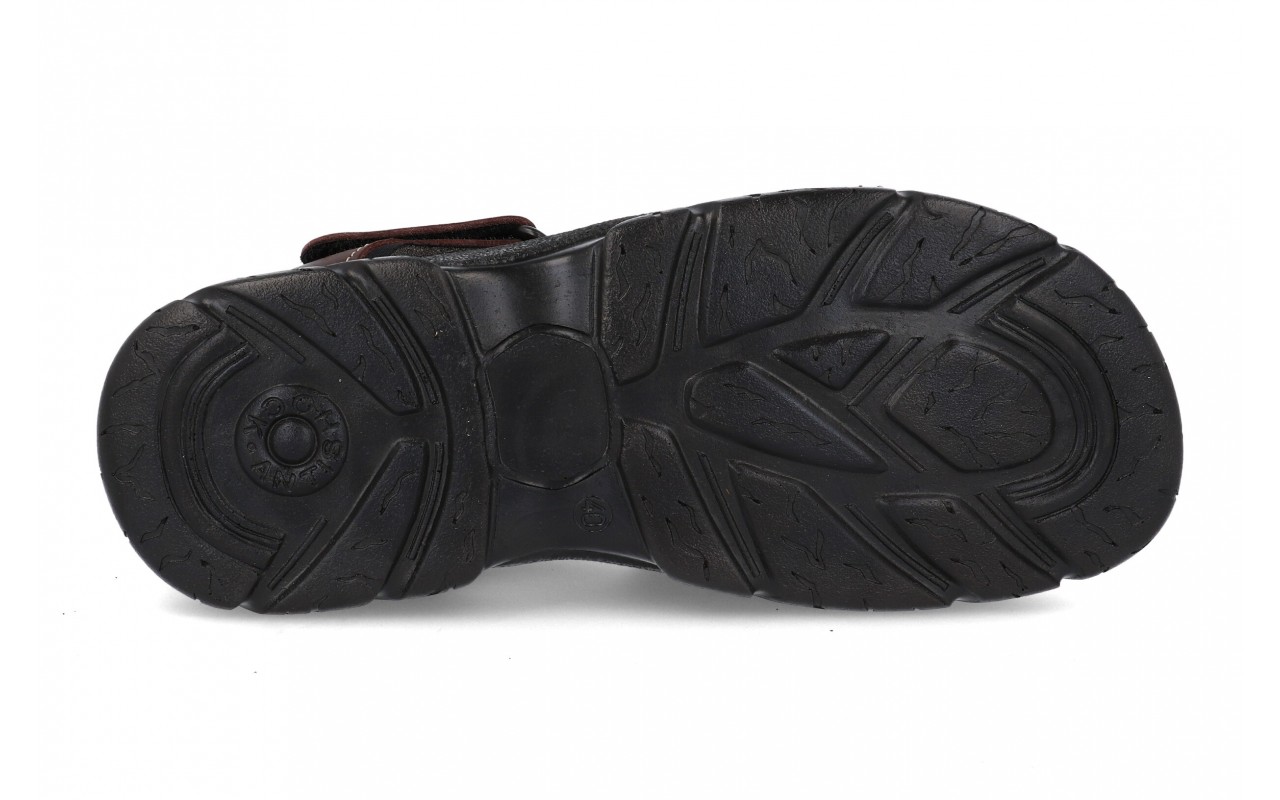 Sandalias de piel para hombre modelo 48 en color burdeos con cierre de velcro.